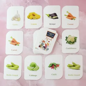 KidKraft 32-Piece Educational Vegetable Flash Cards Set for Toddlers & Kids – Real Images for Preschool & Early Learning