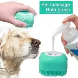 Silicone Pet Bath Brush with Shampoo Dispenser for Dogs and Cats
