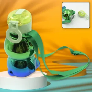 Cute Plastic Water Bottle, with adjustable shoulder strap and stickers, portable drinking cup Water Bottle For Kids|Water Bottle|Return Gift For Kids|Water Bottle With Straw|School Water Bott