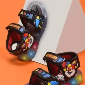 Kids Light-Up Cartoon LED Sandals Double Strap Adjustable Velcro Cushioned Durable Footwear