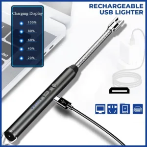 USB Plasma Rechargeable Electric Gas Lighter for Kitchen, Pooja Room, Candles, BBQ, Multi Purpose - 360 Degree Flexible & Windproof | USB Plasma Type | NOT Gas (asorted)