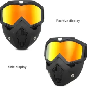 Motorcycle Riding Goggles with Detachable Face Mask | UV Protection Bike Riding Glasses for Bikers, Cycling & Outdoor Sports ( default, Standard )