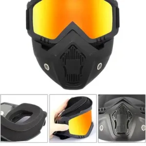 Motorcycle Riding Goggles with Detachable Face Mask | UV Protection Bike Riding Glasses for Bikers, Cycling & Outdoor Sports ( default, Standard )