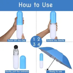 Capsule Shape Mini Folding Umbrella with Storage Case | Portable Pocket Umbrella | Waterproof Travel Umbrella for Men & Women ( default, OS )