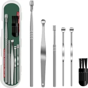 Premium Stainless Steel Ear Pick Cleaning Tool Set | 6-Piece Reusable Ear Wax Removal Kit with Storage Case ( default, Standard )