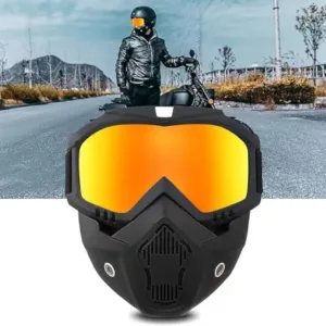 Motorcycle Riding Goggles with Detachable Face Mask | UV Protection Bike Riding Glasses for Bikers, Cycling & Outdoor Sports ( default, Standard )