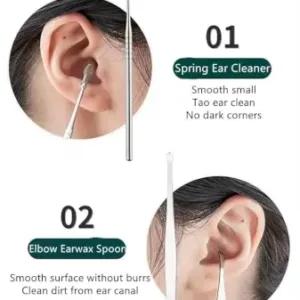 Premium Stainless Steel Ear Pick Cleaning Tool Set | 6-Piece Reusable Ear Wax Removal Kit with Storage Case ( default, Standard )