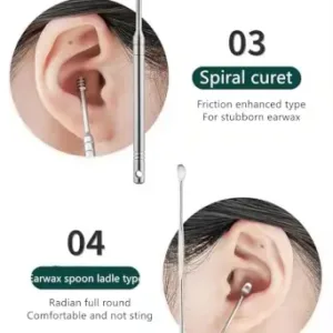 Premium Stainless Steel Ear Pick Cleaning Tool Set | 6-Piece Reusable Ear Wax Removal Kit with Storage Case ( default, Standard )
