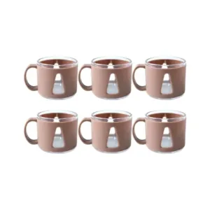 Premium Round Tea Cup Set with Handle (6 Pc Set) ( default, Standard )