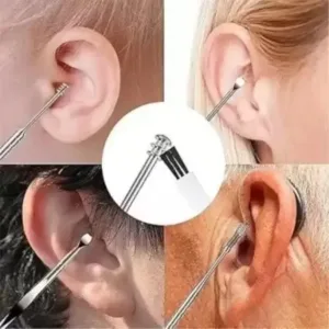 Premium Stainless Steel Ear Pick Cleaning Tool Set | 6-Piece Reusable Ear Wax Removal Kit with Storage Case ( default, Standard )