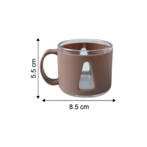Premium Round Tea Cup Set with Handle (6 Pc Set) ( default, Standard )